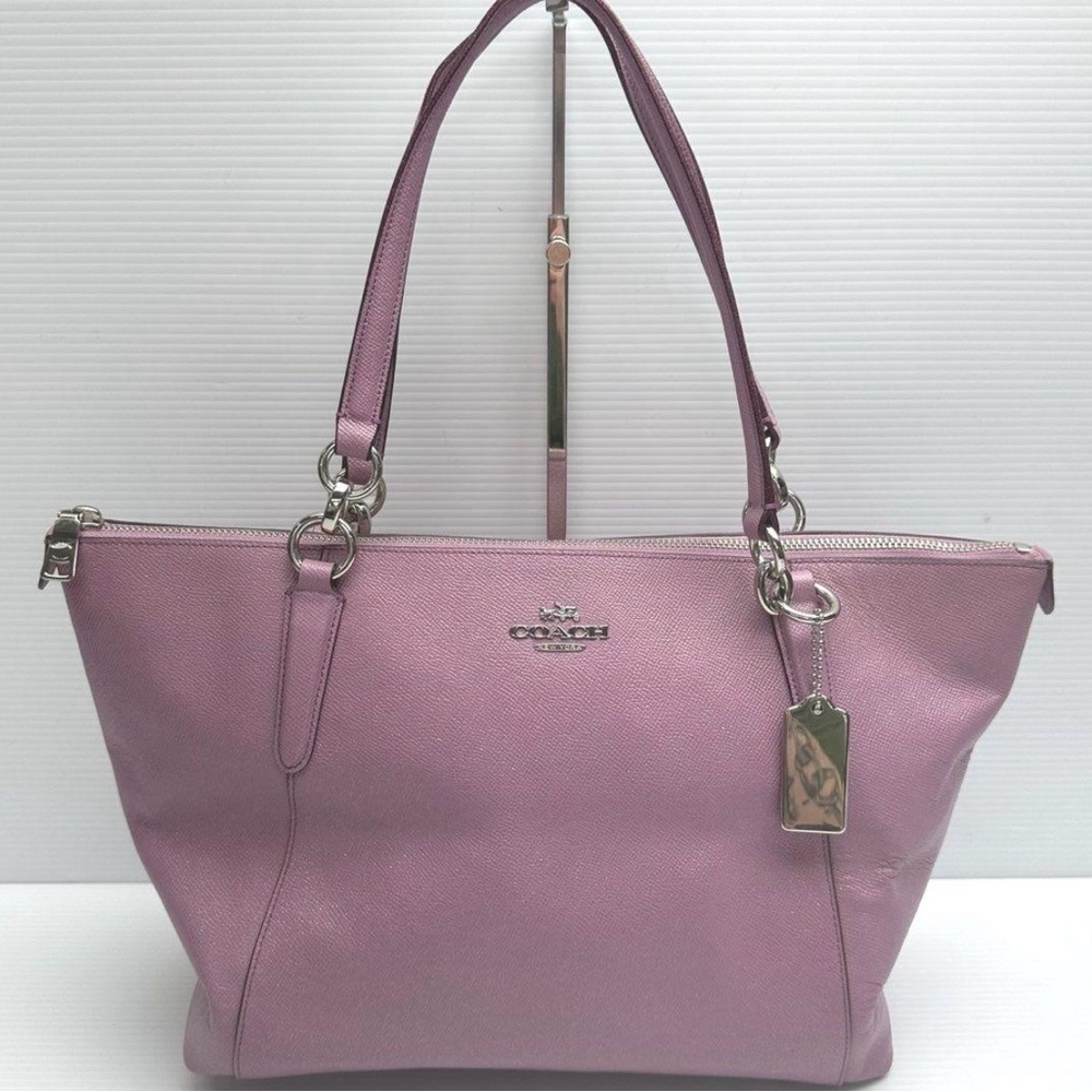 Coach Pink/purple  Leather Tote Bag